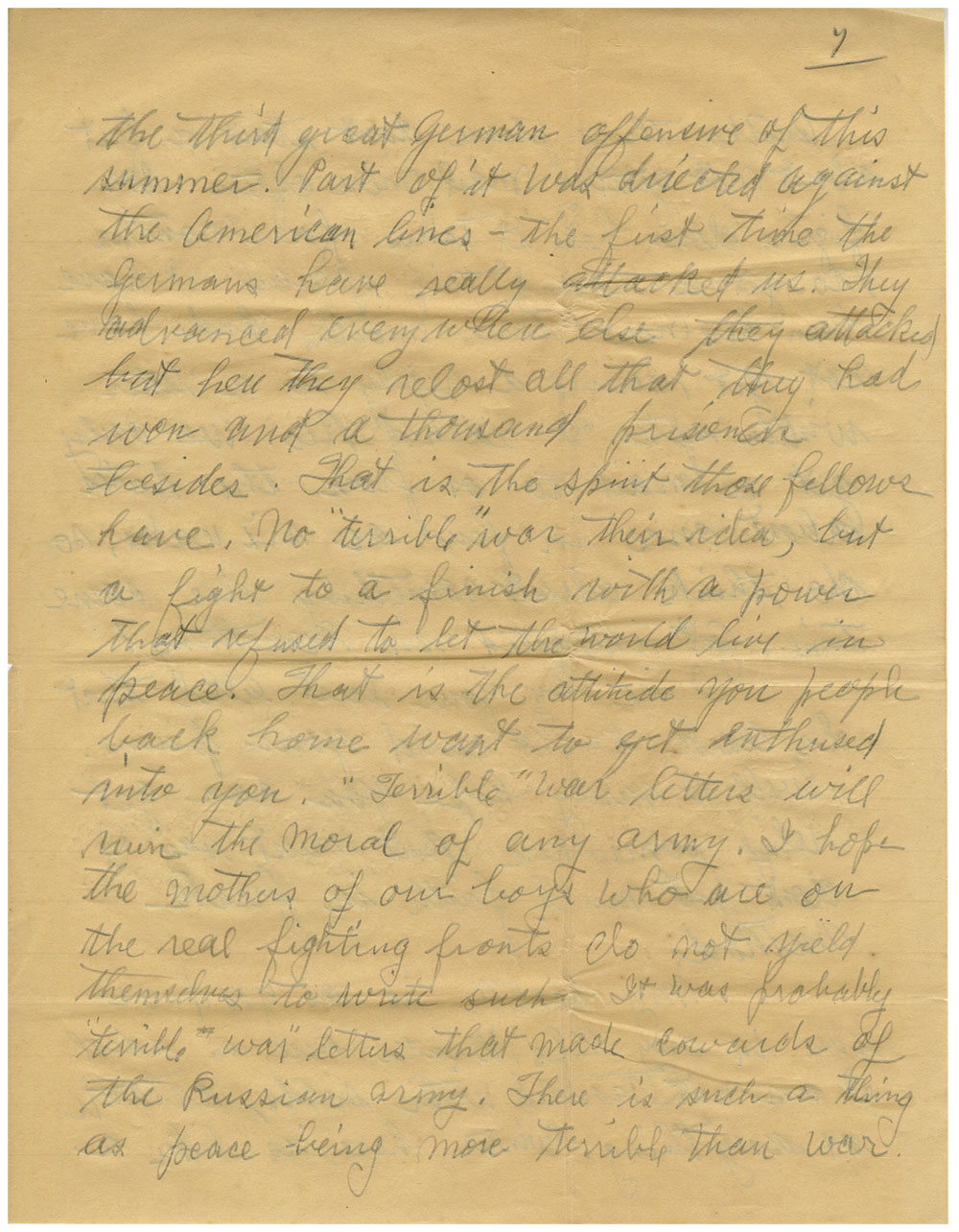 one page of a handwritten letter