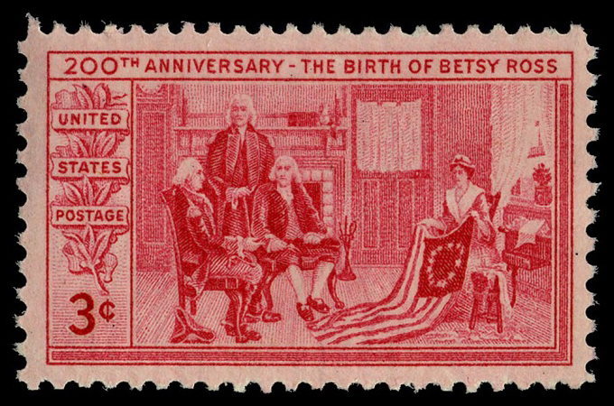 Estampilla de Betsy Ross de 3 centavos