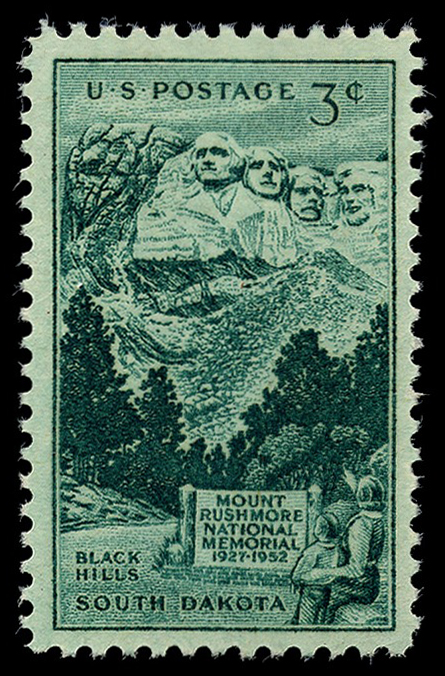 Estampilla de 3 centavos del Monte Rushmore