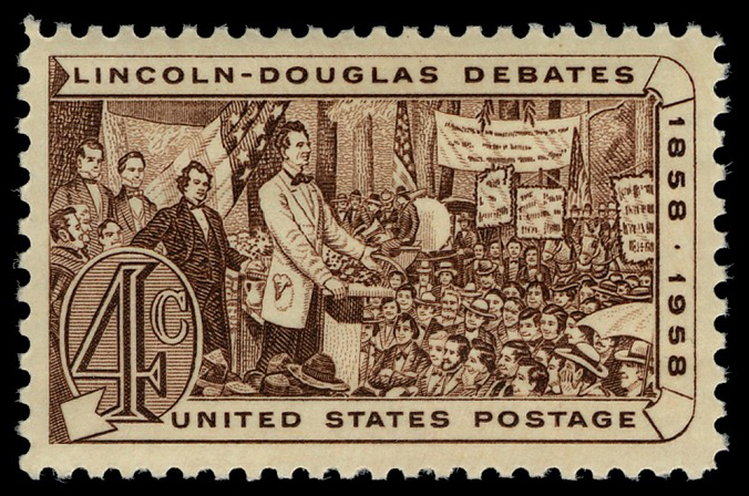 La estampilla de debates Lincoln-Douglas de 4 centavos