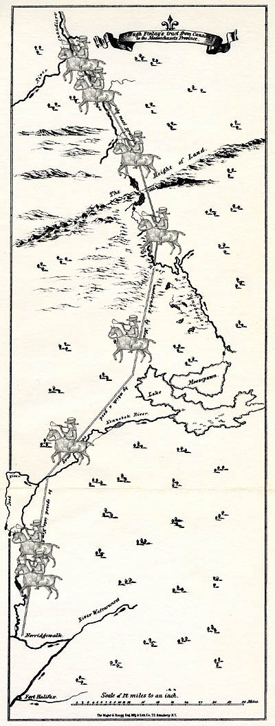 Map showing Hugh Finlay's route