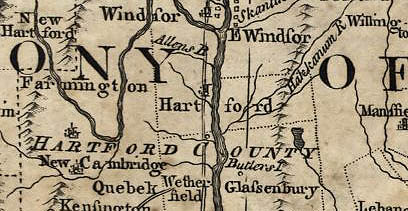 Map showing Hartford, CT