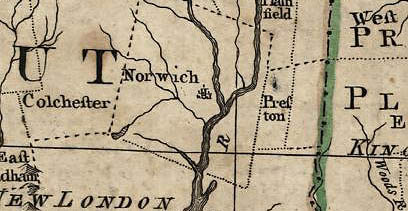 Map showing Norwich, CT