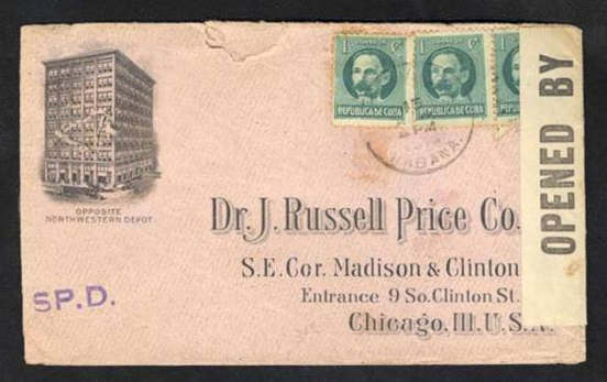 Envelope (front) opened by censor