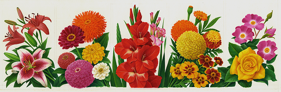 Diseño. Emisión de sellos "Summer Garden Flowers" (1993).