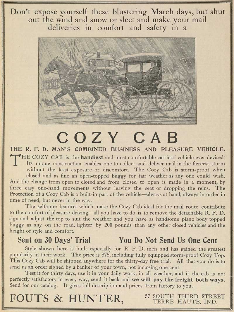 Fouts Hunter Cozy Cab advertisement