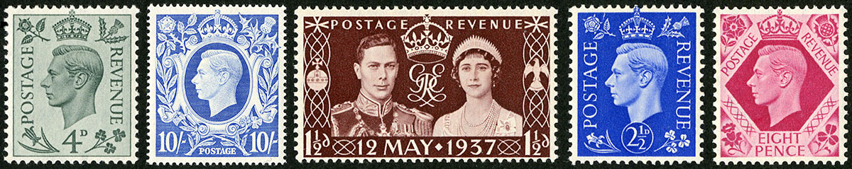 five postage stamps