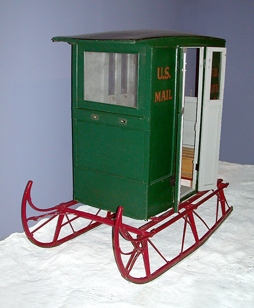 Rural Free Delivery mail sled on exhibit