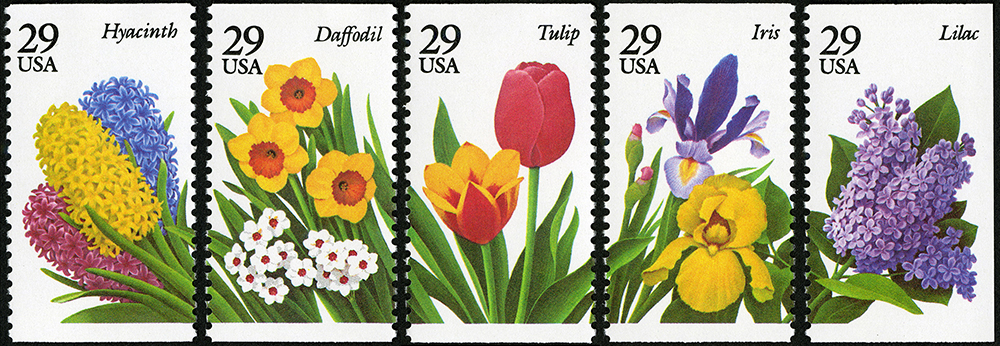 Sellos de la serie "Spring Garden Flowers" (1993).