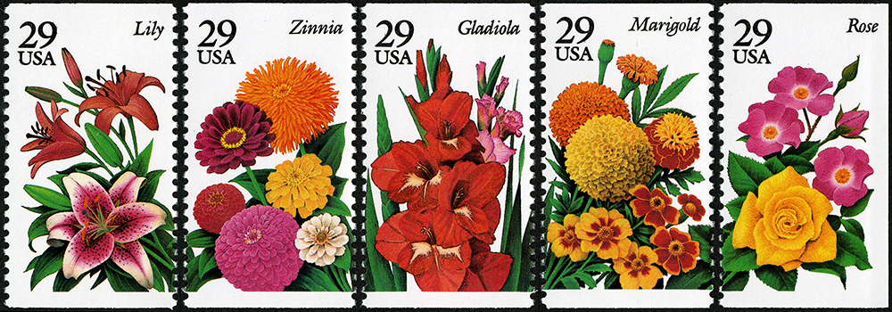 Sellos de la serie "Summer Garden Flowers" (1993).