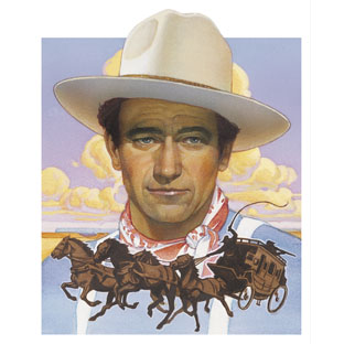 Painting of cowboy John Wayne