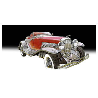 Painting of a 1935 Duesenberg