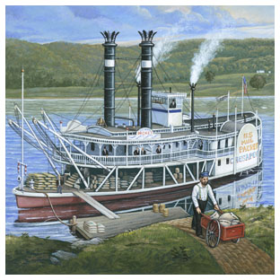 Painting of a Paddlewheel Steamer