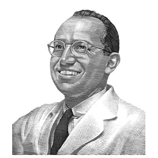 Scratchboard work of Jonas Salk