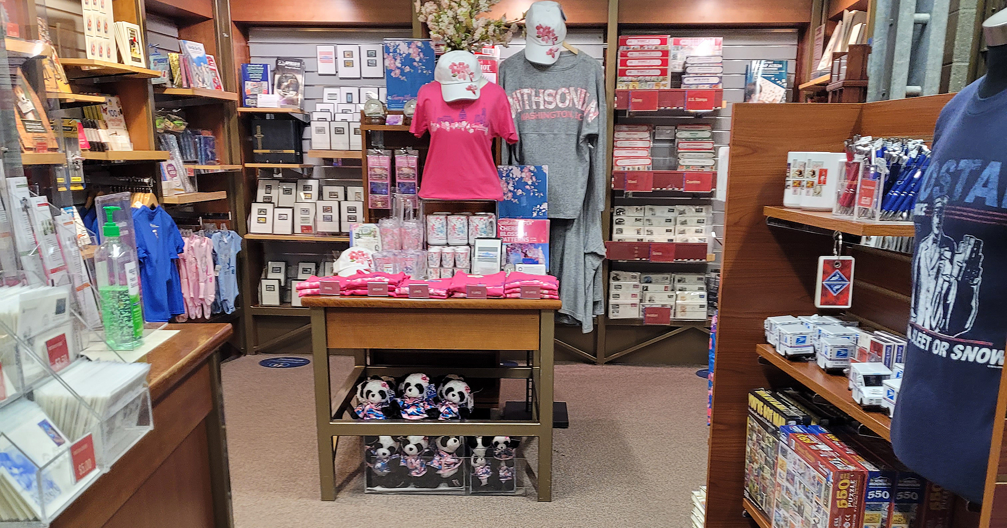 A display of merchandise for sale in the museum shop